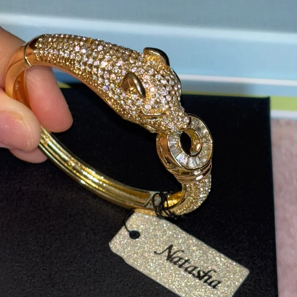 Natasha Couture Panther Gold Statement Bracelet - Picture 3 of 9